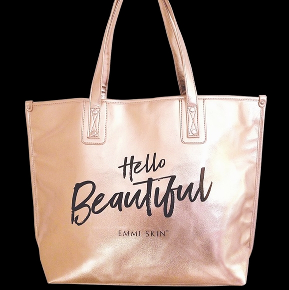 Emmi Skin Palm Beach Handbags - Rose Gold Metallic Tote